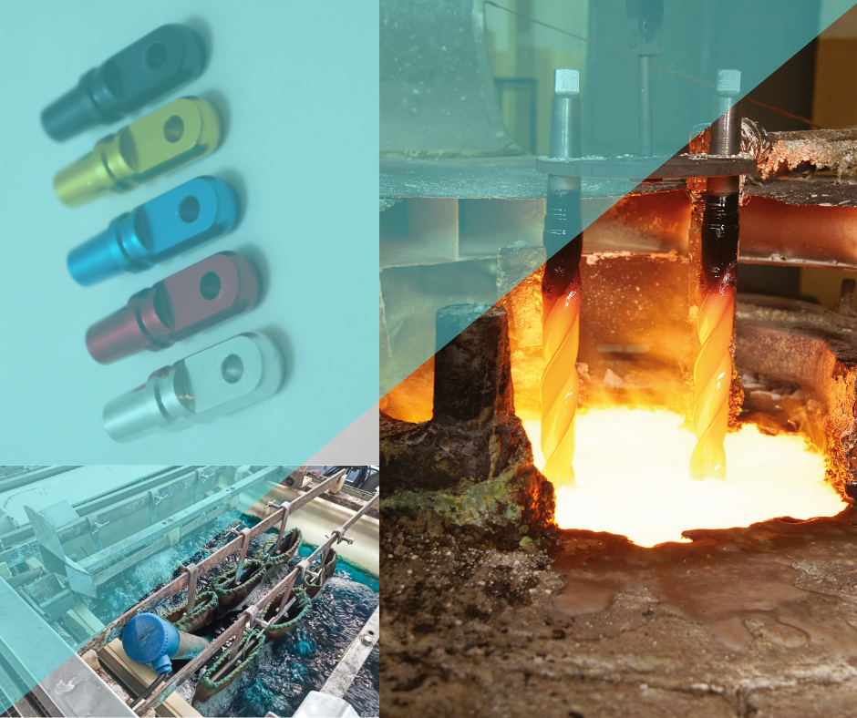 Surface finishing and material treatment like anodizing, electroplating, powder coating, hardening, etc.